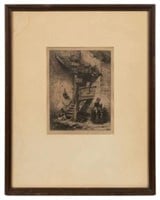 A Rustic Stair, Etching by Charles Jacques.