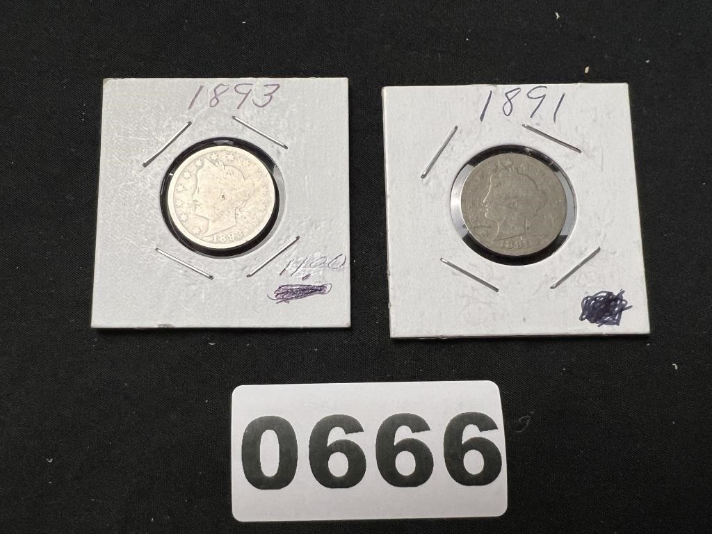 1891 & 1893 V-Nickels