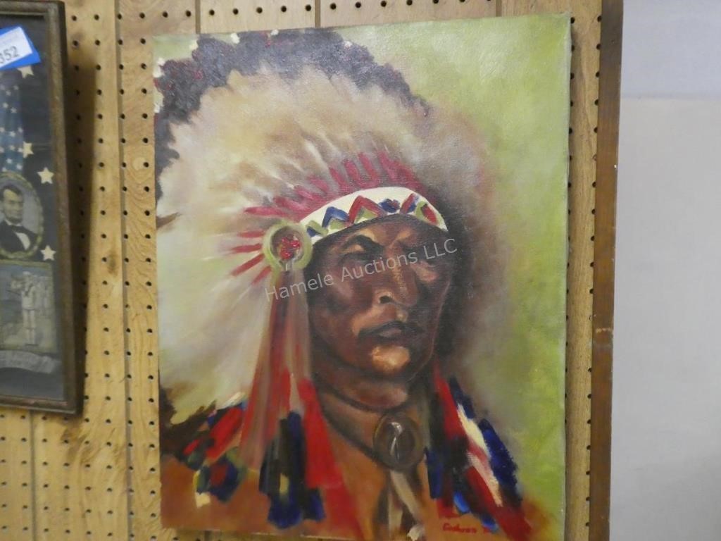 Painting of Native American - signed Cochran '70 -