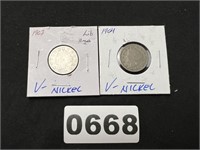 1902 & 1904 V-Nickels