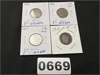 1905-1906-1907-1912 V-Nickels