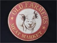 Large Old Farmer's Meat Market PIG Sign