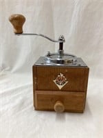 Vintage Wood Table Top Coffee Grinder, 7 3/4”T