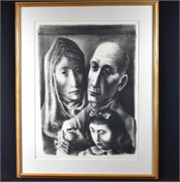 Pencil Signed Mitchell Siporin Lithograph FAMILY