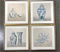 (4) Antique Watercolors Laid Paper Chinese Porceln