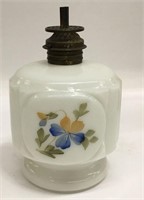 Hand Painted Milk Glass Oil Lamp Base