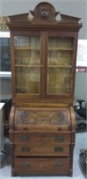 Antique ornate wooden china cabinet 21x34x90