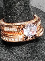 Rose Wedding Ring Set