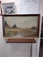 Large framed country scene artwork