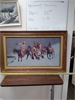 Vintage framed Frederick Remington artwork indian