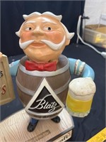 Antique Blatz Beer Metal Backbar Statue