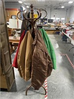 Wooden Coat Rack & 6 Coats