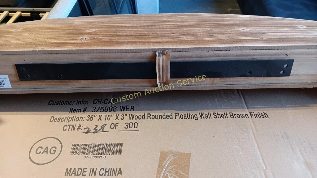 WOOD ROUNDED FLOATING WALL SHELF BROWN FINISH