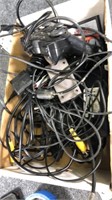 lot of wires- nintendo, atari game and game contro
