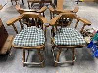 (4) Wooden Swivel Bar Stools 25"T Top of Seat & 35