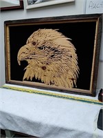 Eagle scroll saw picture with barn wood frame