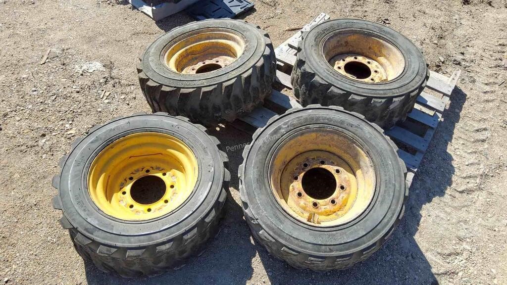 (4) 10-16.5 Skid Steer Tires on Rims