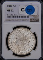1889 Silver Morgan Dollar NGC 62