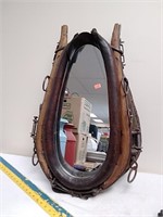 Vintage leather horse collar with mirror