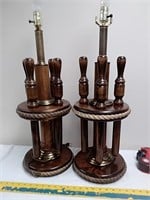 Nautical themed wooden lamps
