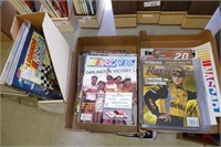 3 boxes of racing magazines, programs, and other