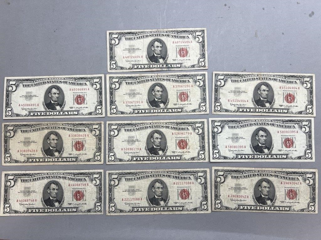 10- $5 Red Seal Notes
