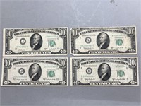 4- $10 Federal Reserve Notes
