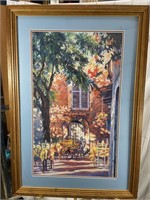Large Silk Screen Pastel French Cafe