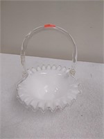 Vintage milk glass candy dish/ handle has been