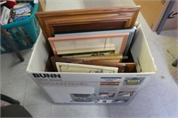 Box of framed pictures - 18" x 15" and smaller