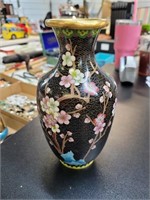Porcelain over brass vase 13 in