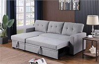 L-Shaped 3-Seaters Corner Sectional Sofa W/Pull