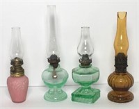 Vintage Colored Glass Mini Oil Lamps