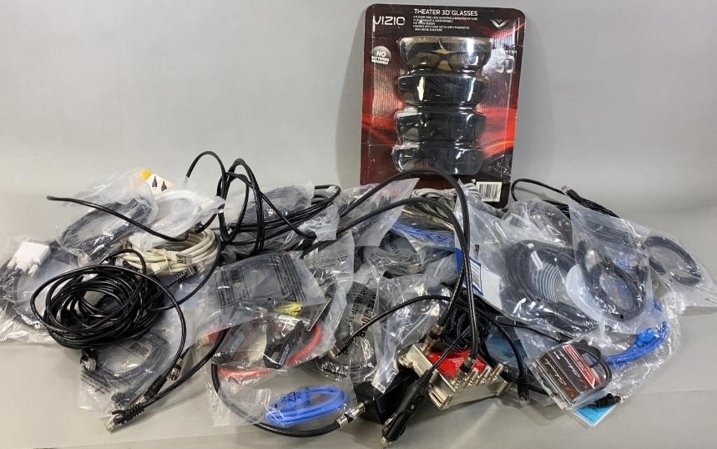 Lot of HDMI, Ethernet, USB, and AMP Cords/Cables