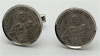 Sterling Silver Religious Cuff Links