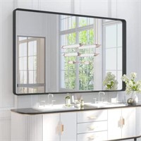 TETOTE 60x36 Inch Bathroom Mirror, Matte Black
