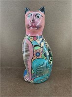 Vtg Mexican Style Hand Painted Folk Art Cat Statue