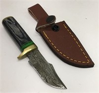 Damascene Blade Knife With Inlaid Handle