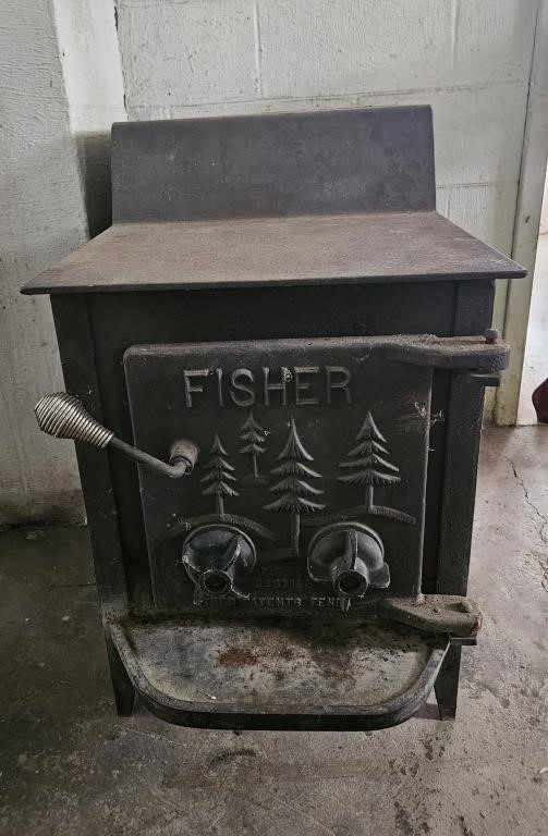 Vtg Fisher Cast Iron Wood Stove