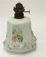 Milk Glass Floral Hand Painted Oil Lamp Base