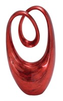 11 X 20 Red Polystone Swirl Abstract Sculpture by