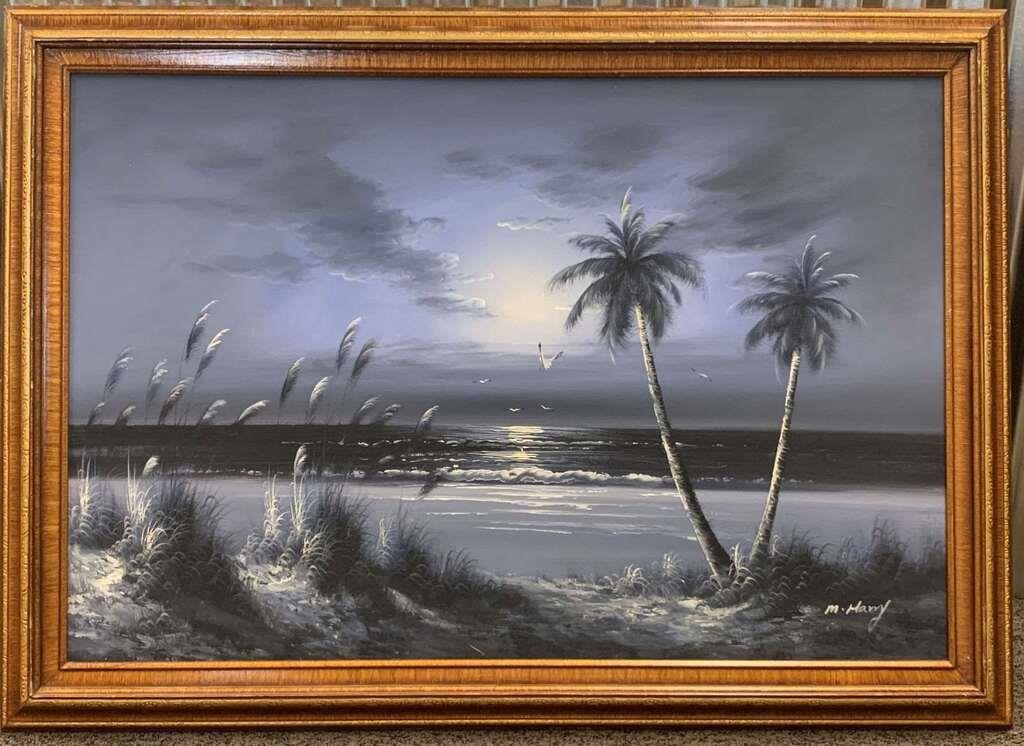 M. Harry Oil On Canvas, Tropical Scene