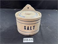 White Hall Stoneware Salt Crock w/ Lid