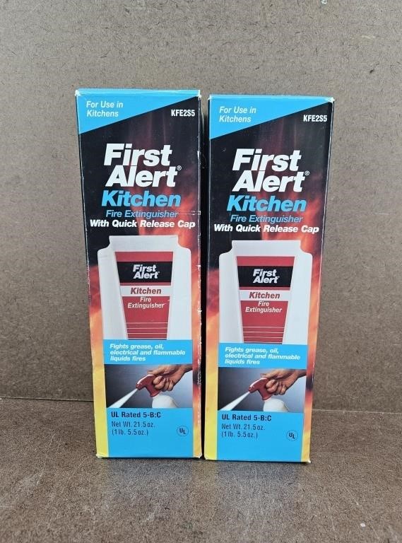 2 First Alert Kitchen Fire Extinguishers w/ QR Cap