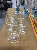 Set of five octagonal shaped glasses