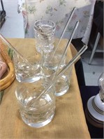 Set of four highball glasses with stirrers