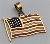 10k Gold Enameled Flag Charm