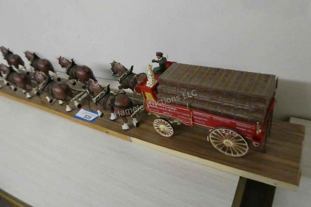 Budweiser plastic model/wooden base - 40" long