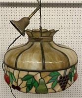 Leaded Glass Hanging Light With Fruit Design