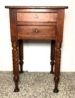 Mid 1800's End Table Cherry 2 Drawer